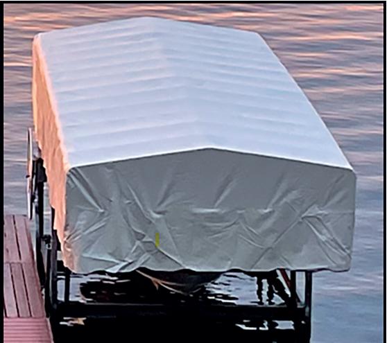 Boat lift canopy with extended drop