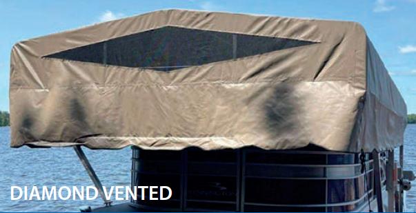 Boat lift canopy with diamond vented end