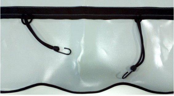 Quiklash webbing fastened on vinyl canopy