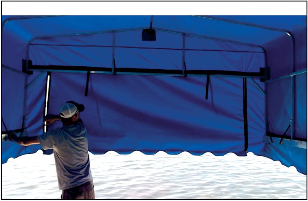 Canopy rear entry roll-up zipper